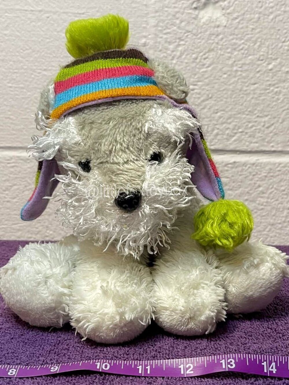 Maurices Shelby Schnauzer Dog Plush 2010 Striped Winter Hat Stuffed Animal ESSA